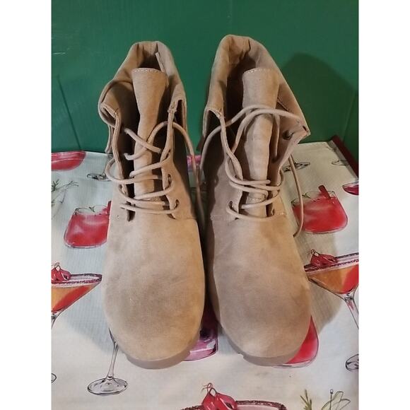 Massini Womens Hannah Sz 11M Tan Lace Up Ankle Boots Wedge Booties - Picture 5 of 6